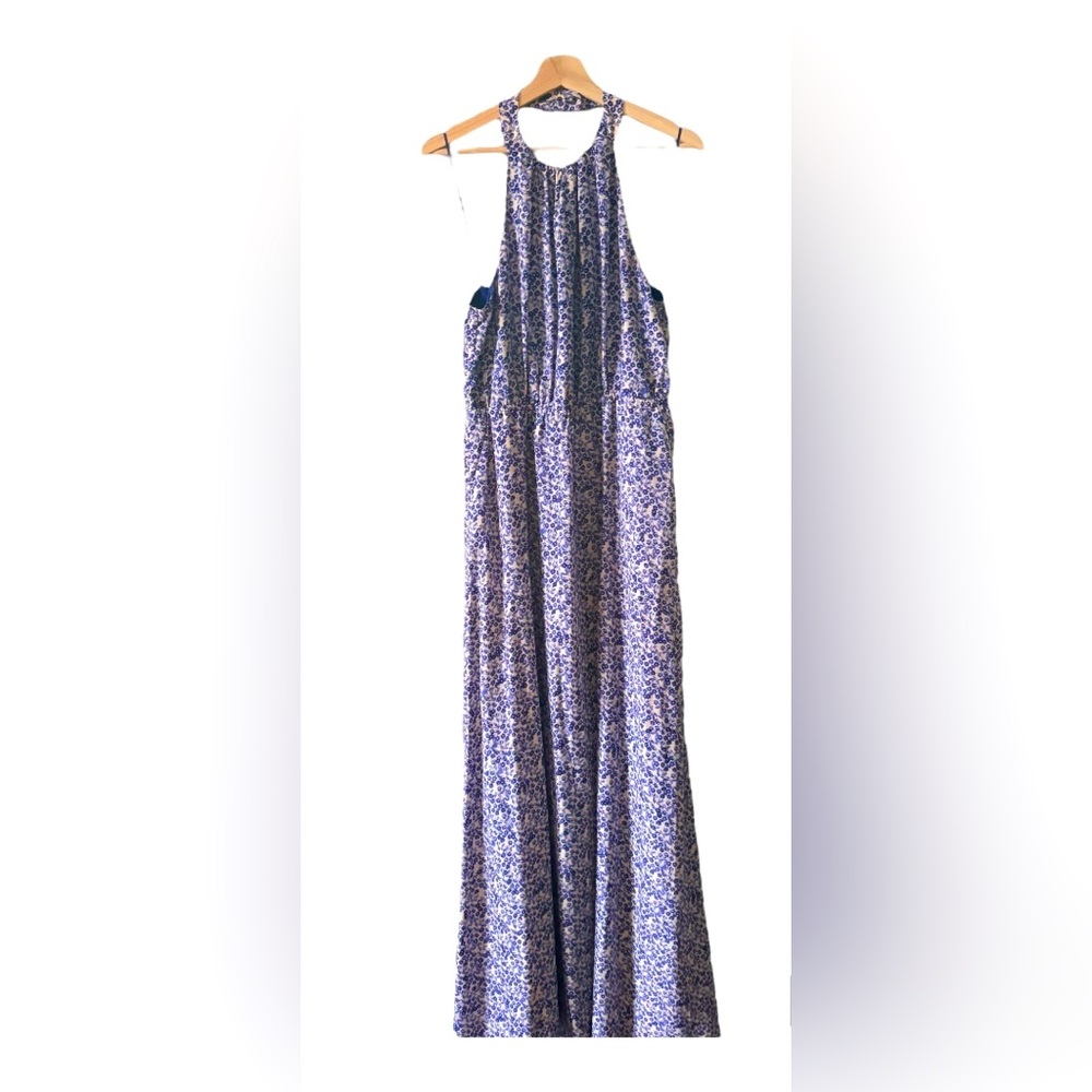 Jessica Simpson Blue Floral Halter Top Dress, size large